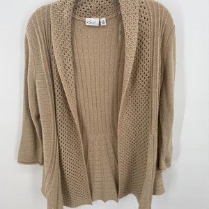 KIM ROGERS BROWN 3/4 SLEEVE CARDIGAN